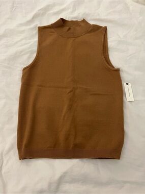 Anthropologie tan knit high neck tank top NWT medium